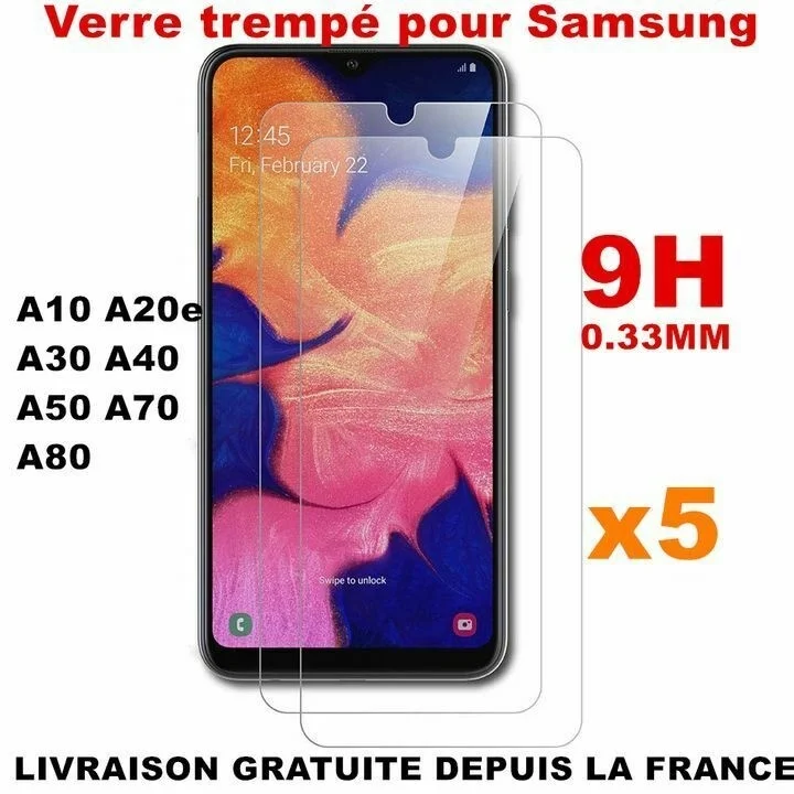 

Lot/5 For Samsung A10 A50 A40 A20e A70 A80 Verre Trempé Protection Écran Vitre