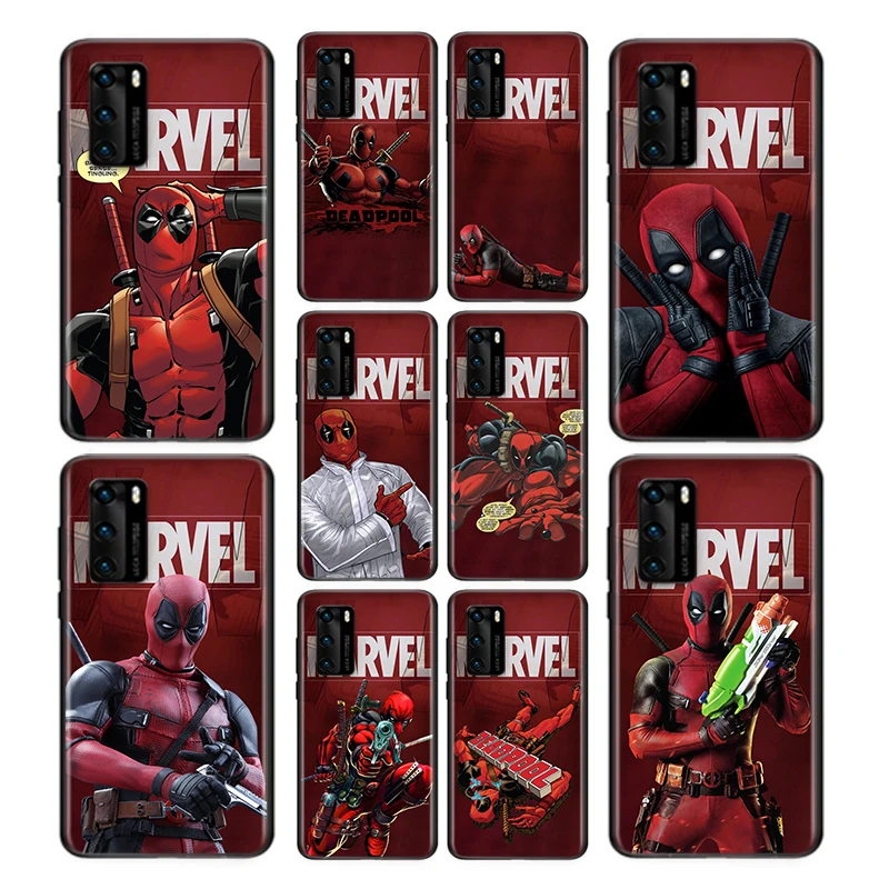 

Phone Case Marvel hero Deadpool For Huawei P40 P30 P20 P50 Pro Plus P10 P9 P8 Lite 2019 2017 RU E Mini Soft Black Cover