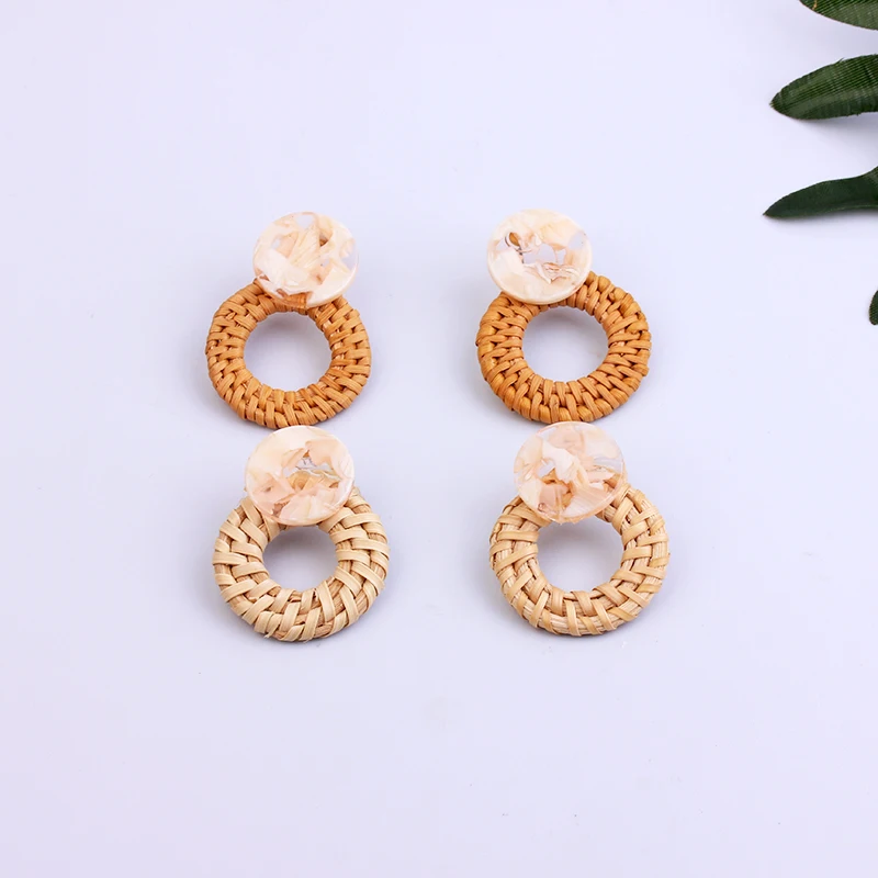 Корейские серьги из ротанга YAMEGA ручной работы уникальные деревянные