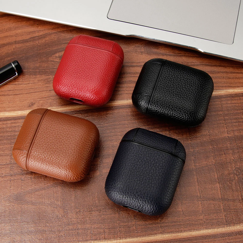 LISM чехол из натуральной кожи для Apple Airpods 1/2 противоударный ПК чехол для AirPods протектор для наушников Litchi шаблон чехол Капа