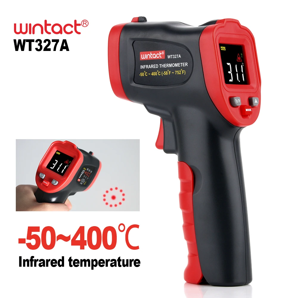 

RZ Infrared Thermometer Digital Non-Contact Temperature Meter Gun Handheld 0-400C Industrial Outdoor Laser Pyrometer Thermometer