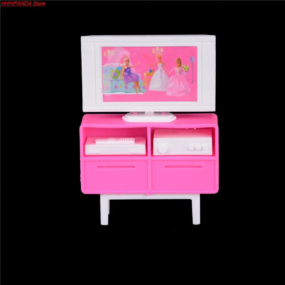 Миниатюрная пластиковая мебель для кукольного домика ТВ-шкаф DVD-проигрыватель