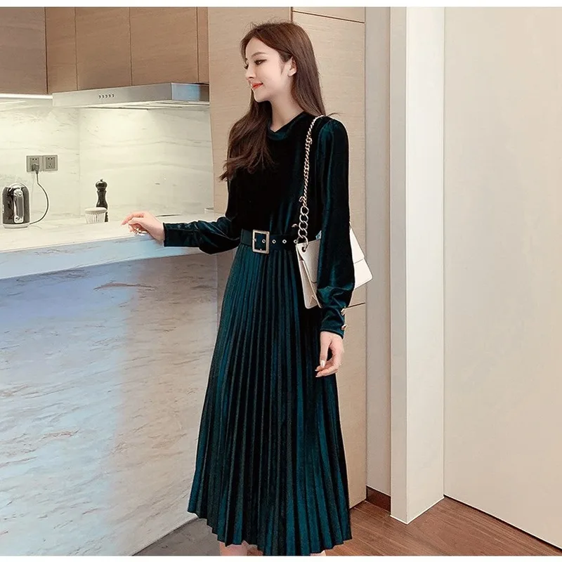 Semfri Золотое бархатное женское платье 2020 Новая Мода Vestidos Элегантные платья
