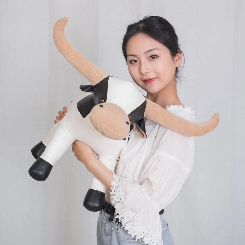 

Cute standing cow doll plush toy leather PP cotton filled car decoration creative pluszaki home decor juguetes nios holiday gif