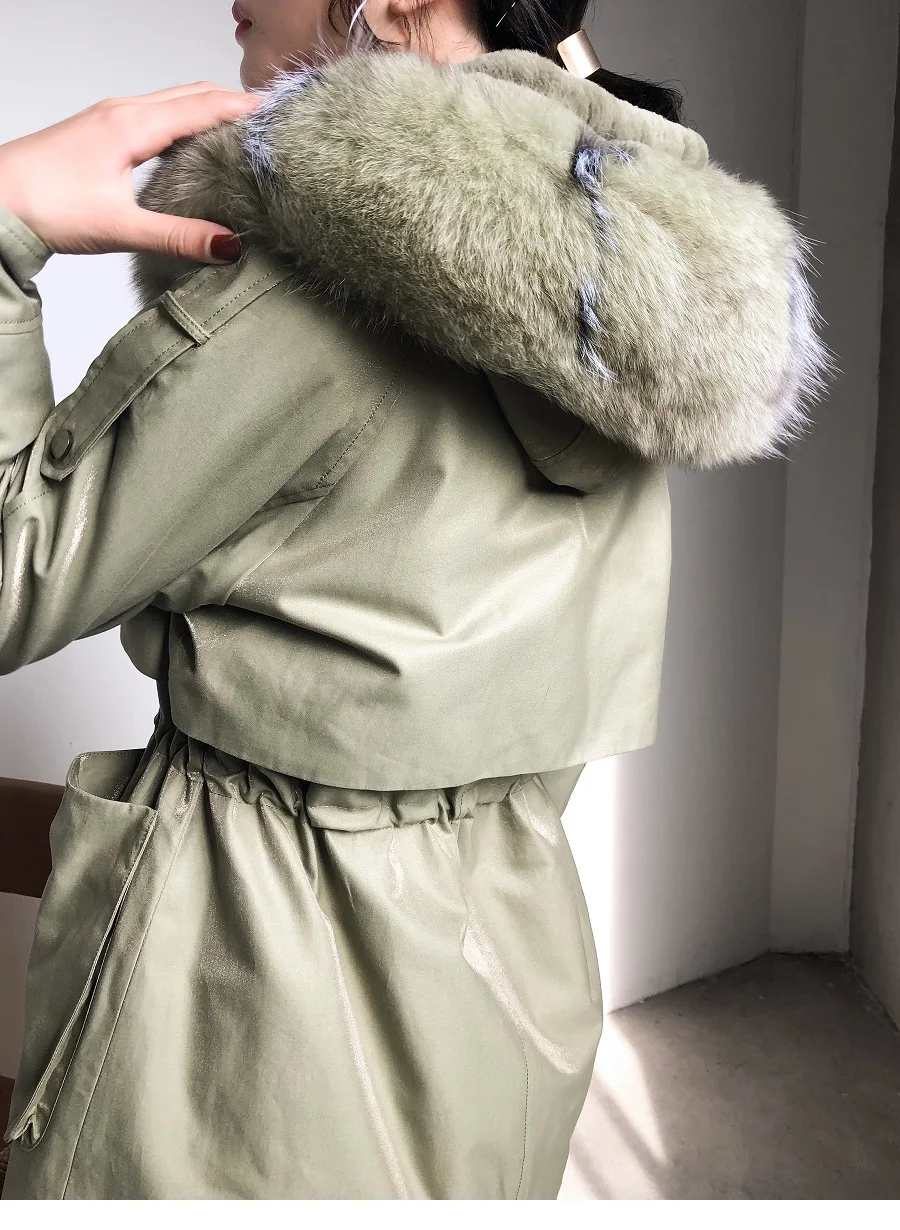 Женская водоотталкивающая куртка OFTBUY, с натуральным мехом лисы на воротнике и капюшоне и съемной подкладкой из меха кролика, зимнее облегающее пальто