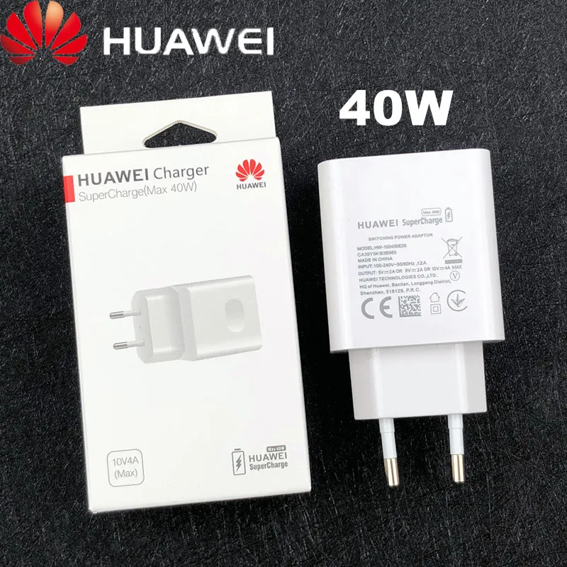 Оригинальный адаптер для суперзарядки Huawei 40 Вт быстрое зарядное устройство Usb