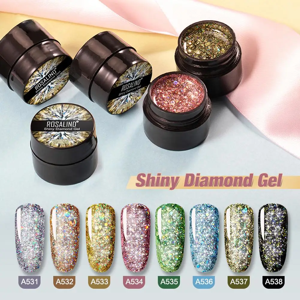 

8PCS/Set Shiny Diamond Gel Nail Polish Bright For Glitter Painting Nail Art Design Poly UV Top Base Primer For Manicure