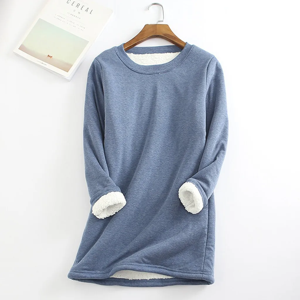 Women Thick Fleece Sweatshirt Winter Velvet Warm O-neck Underwear Top Streetwear Women Oversized Hoodies Moletom Feminino