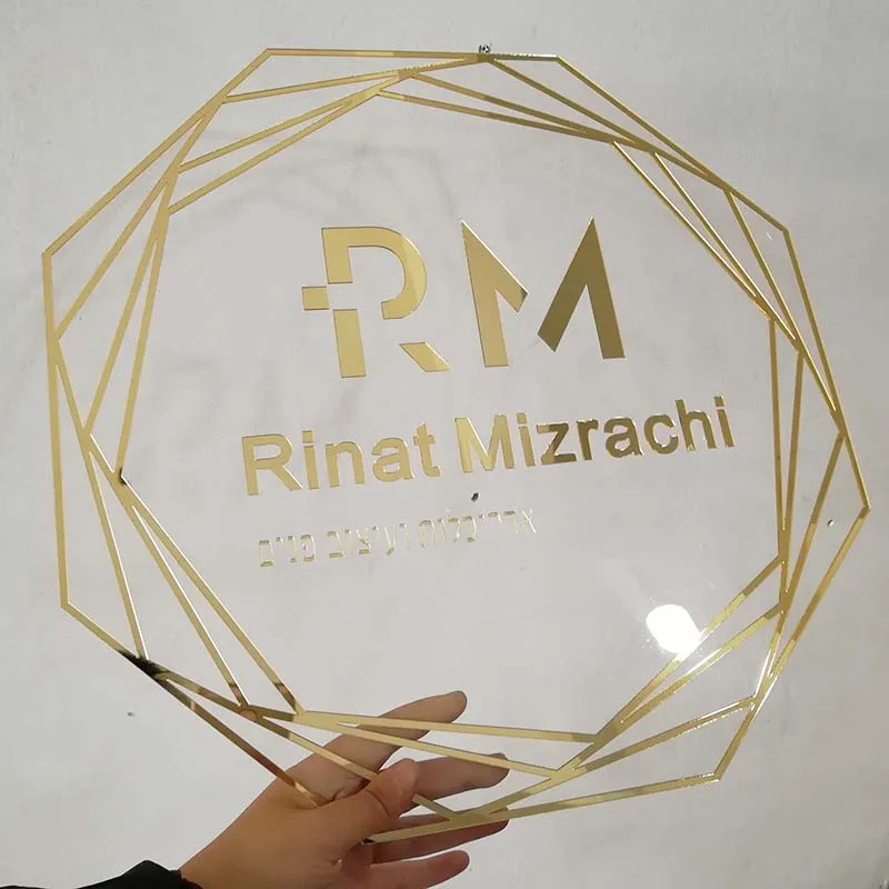 Пользовательские зеркальные золотые акриловые настенные знаки знак имени