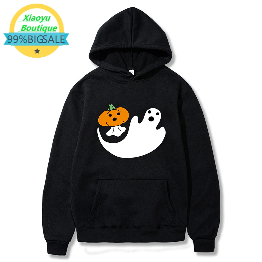 

Halloween Pumpkin Ghost Print Hoodies Happy All Hallow's Day Sweatshirts New Women Casual Autumn/winter Tops Streetwear