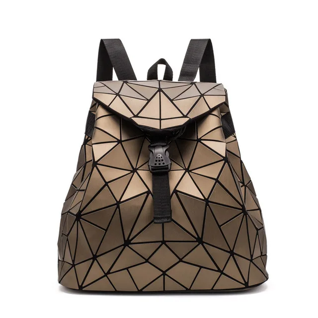 Gold backpack Женский рюкзак для мальчиков и девочек, школьная сумка, дорожная сумка с голографической лазерной геометрией, дизайнерский рюкзак, женский рюкзак - Цвет: Gold backpack