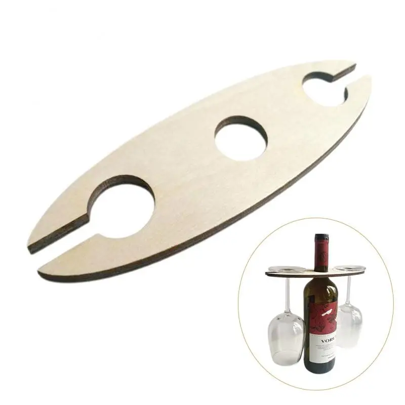 

Wooden Wine Bottle Glass Holder Wood Wine Rack Home Bar Goblet Holder Hanging Storage Wine Glasses Stand Organizer Shelf