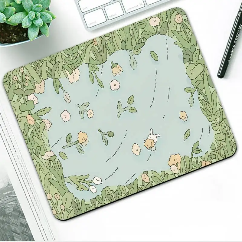 Green Plant White rabbit Office Mice Gamer Soft Mouse Pad table Rug PC Laptop Notebook Rubber Wholesale Mat | Компьютеры и офис