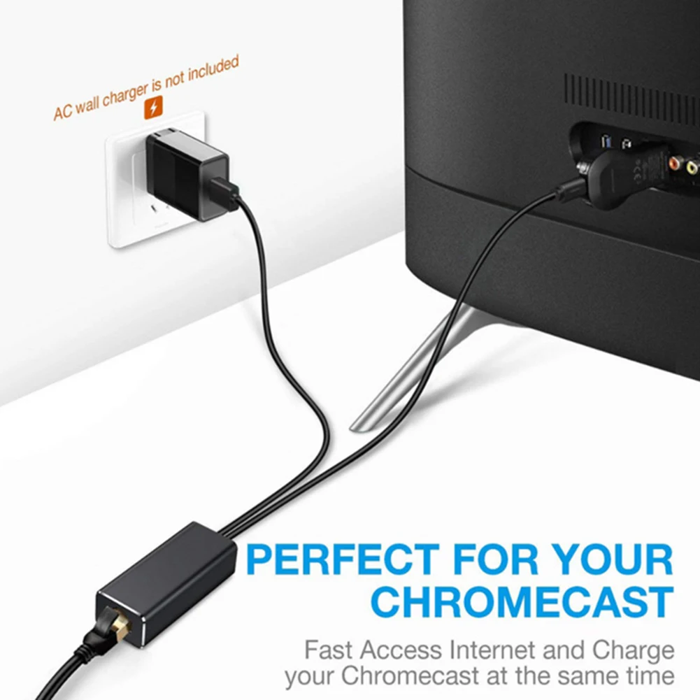 

Адаптер Micro USB на RJ45, 100 Мбит/с, для Chromecast/Fire TV Stick