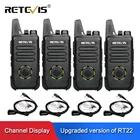 Рация RETEVIS RT22S с гарнитурой, 4 шт., обновление RT22, VOX, скрытый дисплей, зарядка через USB, двусторонний радиопередатчик с наушниками