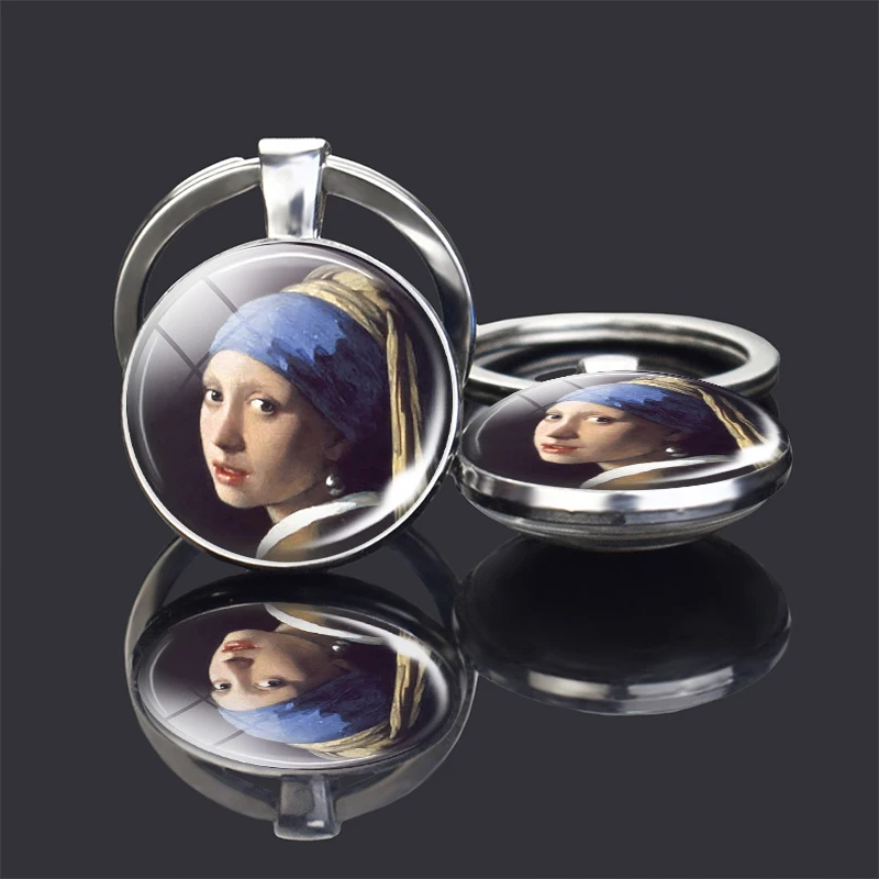 1 шт. девушка с жемчугом картина двойное лицо брелок классическое искусство