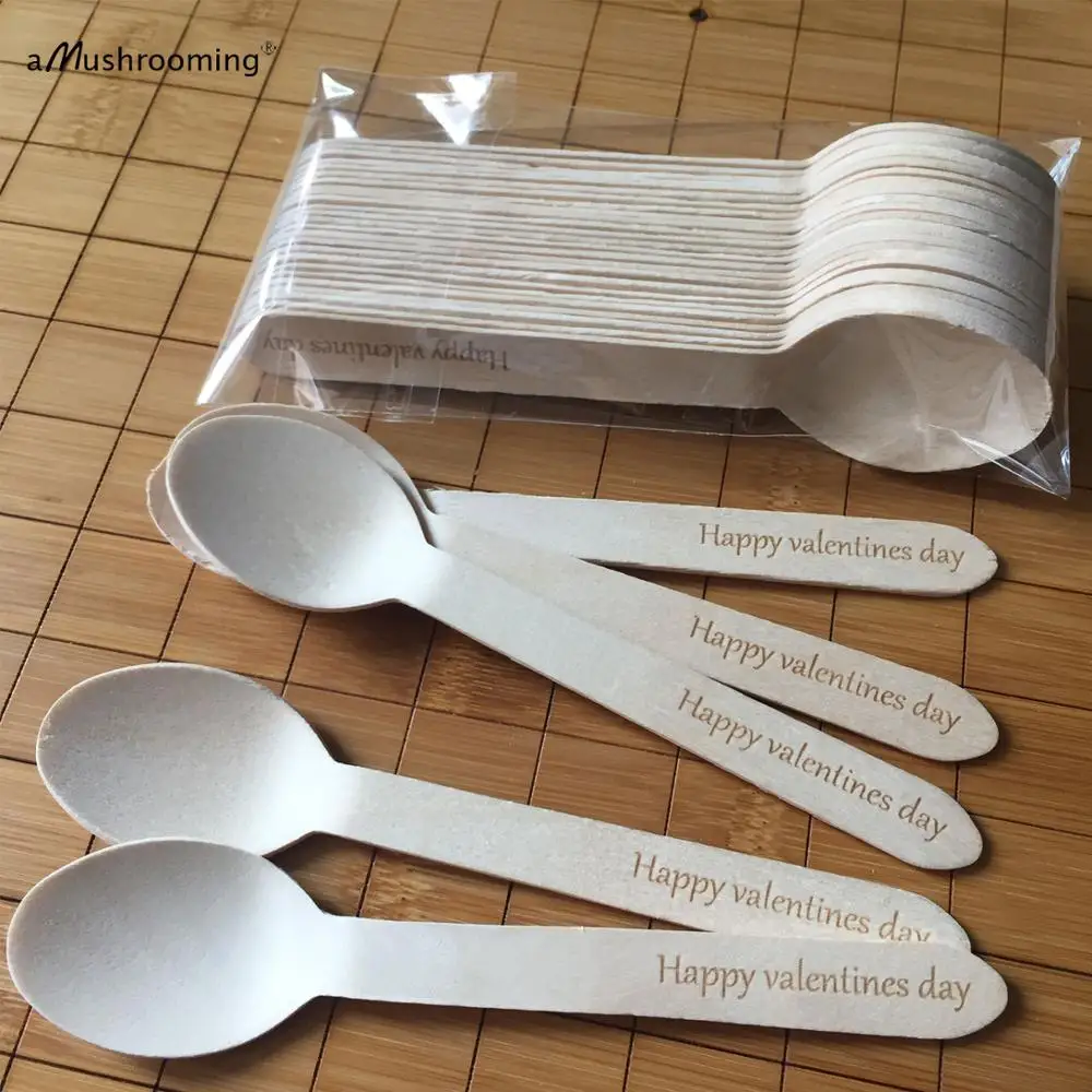 Деревянные ложки с гравировкой на День святого Валентина Сервировочные Ложки вечерние кейтеринга
