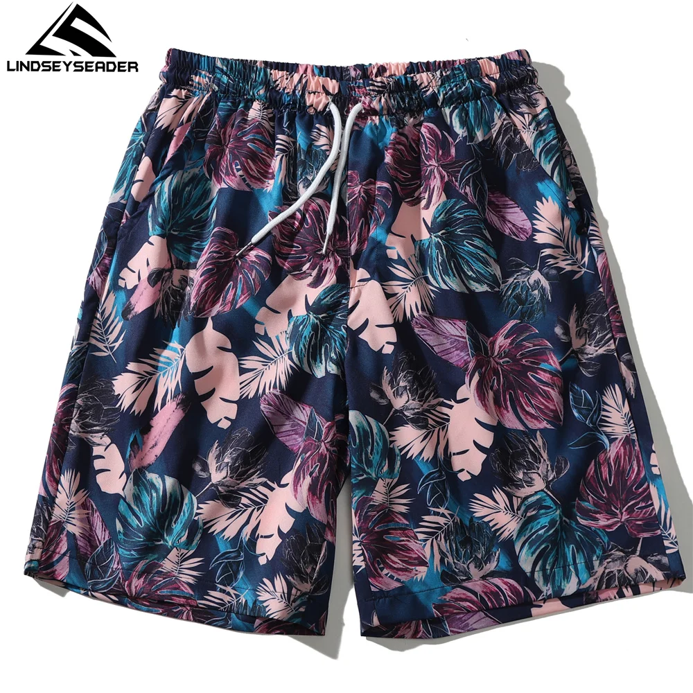 

Men's Beach Short Tropical Plant Printed Summer Hip Hop Oversize Pockets Streetwear Harajuku Drawstrings Casual Polyester Shorts