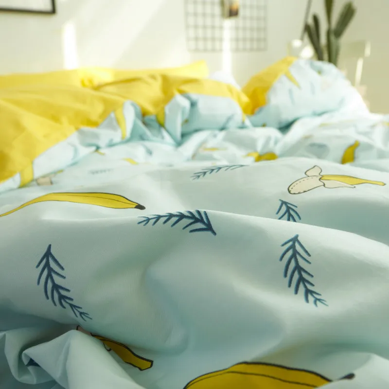 Желтый комплект пододеяльников из 100% хлопка с рисунком банана пододеяльник