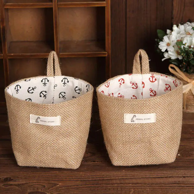 Висячая Джутовая сумка для хранения с хлопковой подкладкой и отделки вещей