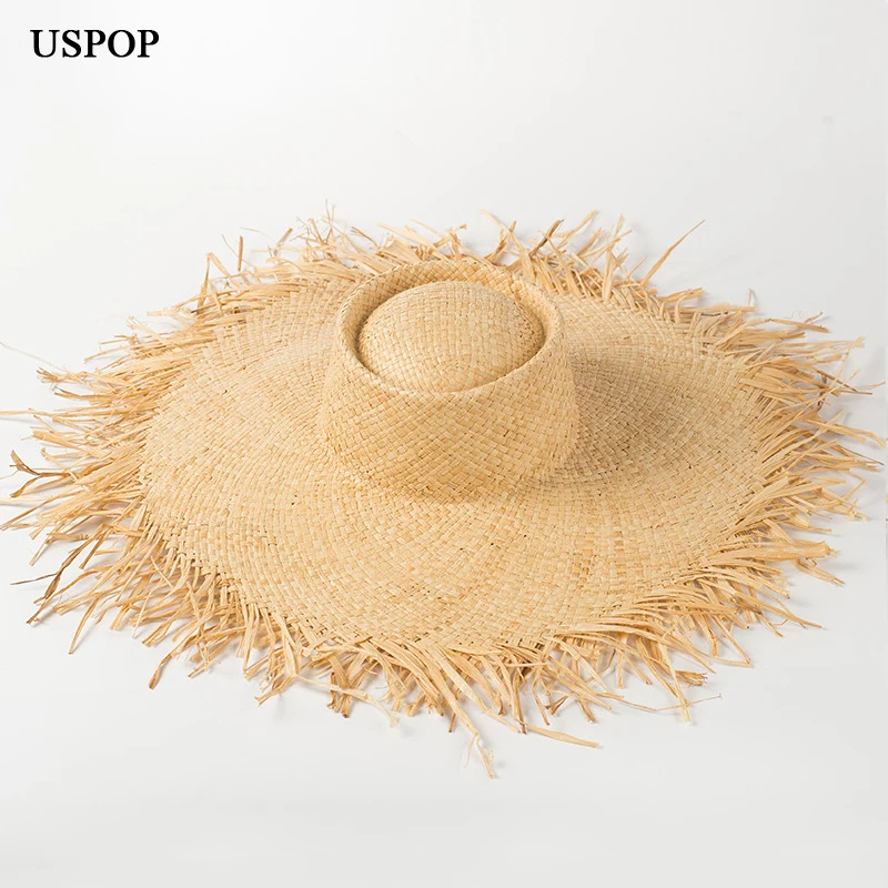 Шляпа от солнца USPOP из рафии с широкими полями женская Соломенная Панама ручной