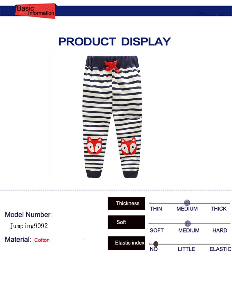 Pantalones de algod&oacute;n con dibujos animados para Ni&ntilde;os, pantal&oacute;n con estampado de zorro bordado a rayas, ropa informal para ni&ntilde;os de 2 a 7 a&ntilde;os, primavera y oto&ntilde;o-4