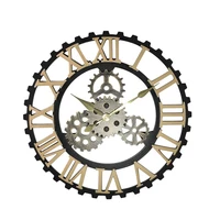 vintage handmade wall clock european retro decorative luxury art big gear wooden large wall clock decoration gift