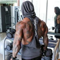 summer mesh breathable brand mens print gyms stringers vest bodybuilding clothing fitness man hooded tanks tops
