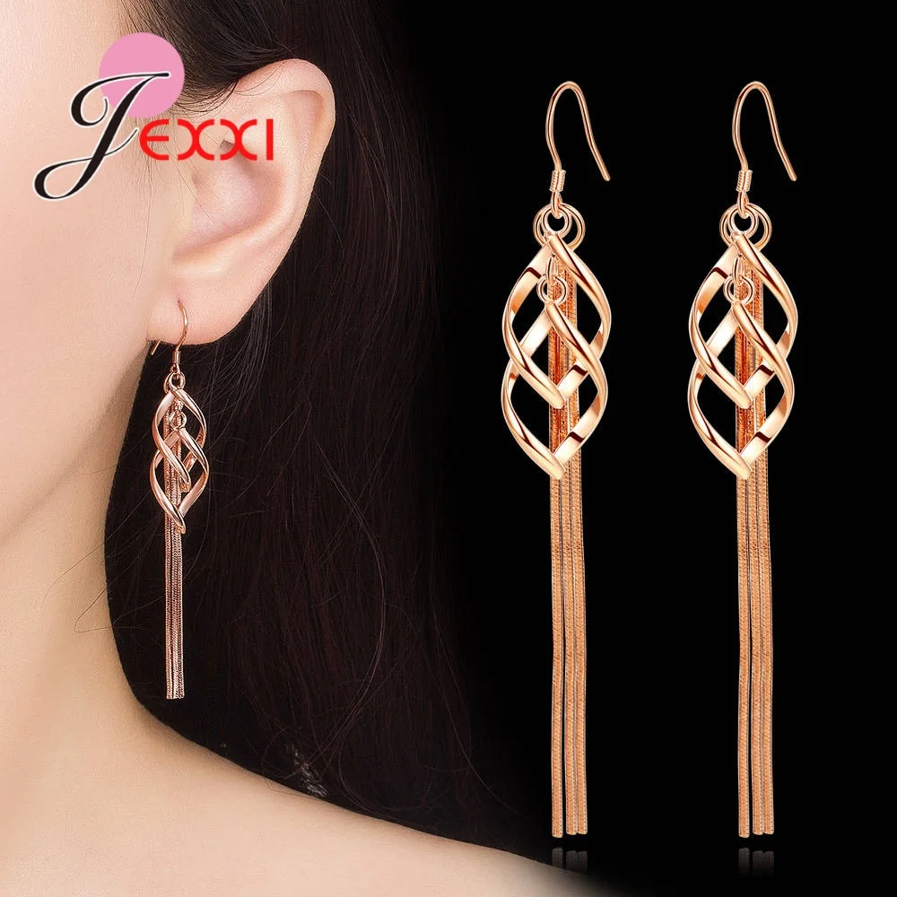 Stylish Trendy 925 Sterling Silver Long Charm Tassel Earrings for Ladies Summer Holiday Style Date Anniversary Accessories | Украшения и