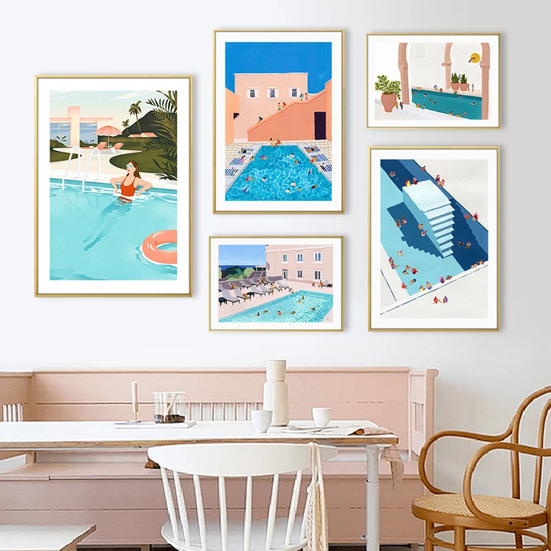 Летние картины для бассейна вечерние постеры на холсте рисования в туалете