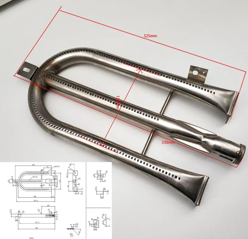 Труба для горелки барбекю сменная труба u-образной формы из нержавеющей стали 304 1