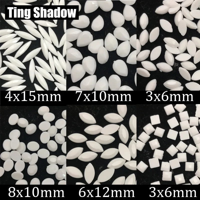 Белые акриловые 3D Стразы для ногтей квадратная капля белые точечные бусины