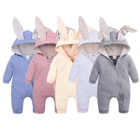 childrens clothing baby onesies baby boy girl rabbit long ears romper newborn hooded zipper romper jumpsuits