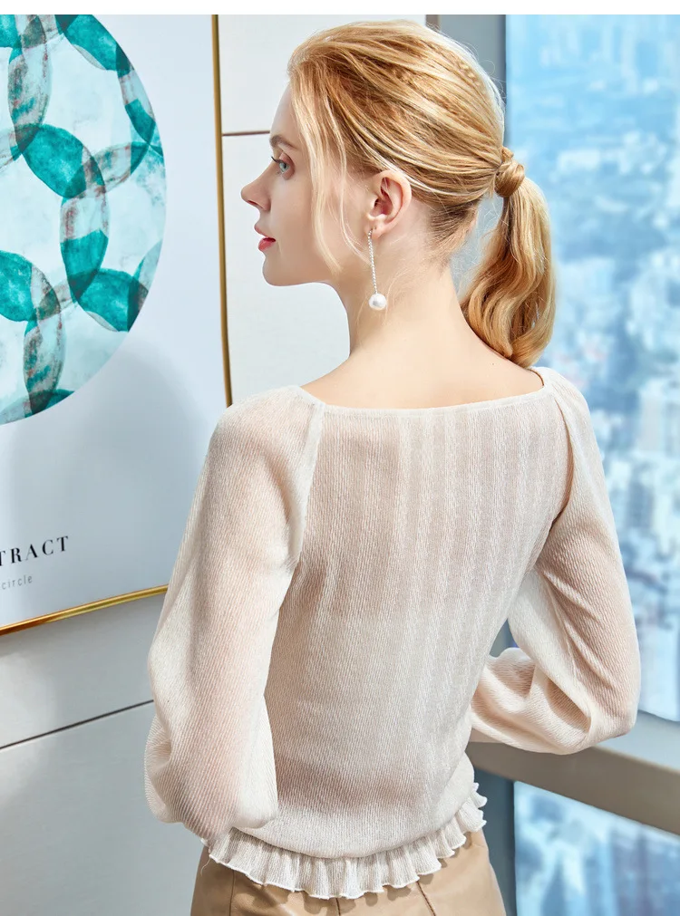 Сексуальные женщины шифон рубашки для мальчиков с v образным вырезом длинным