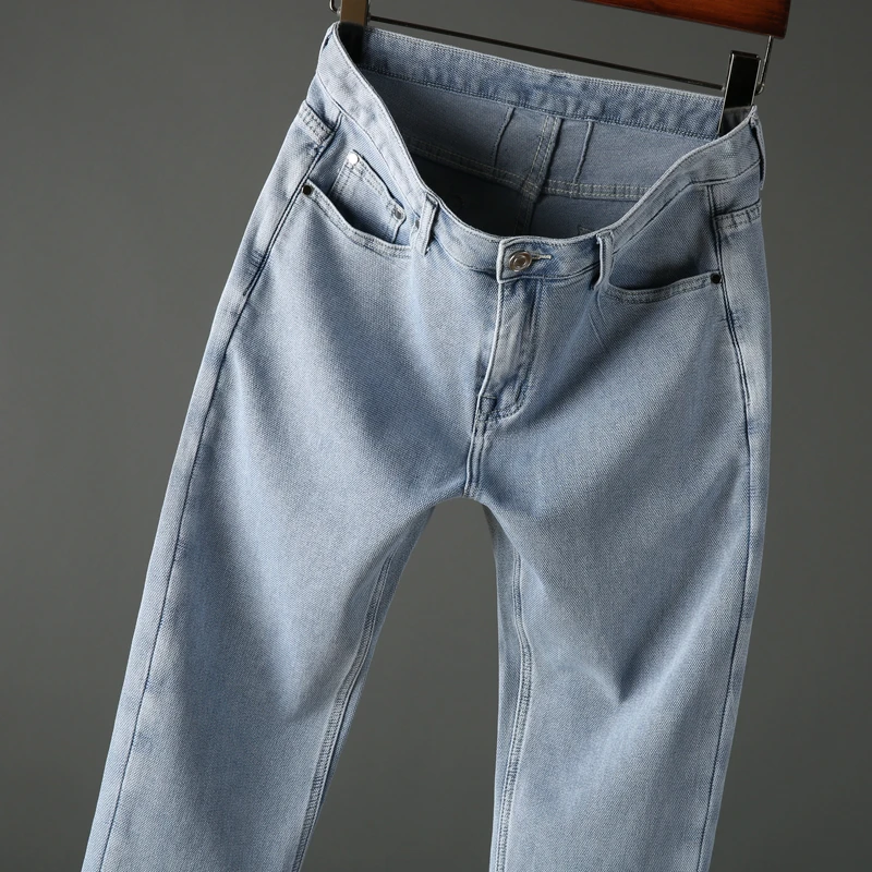 

Beautiful light color knitted cotton soft jeans in spring and summer