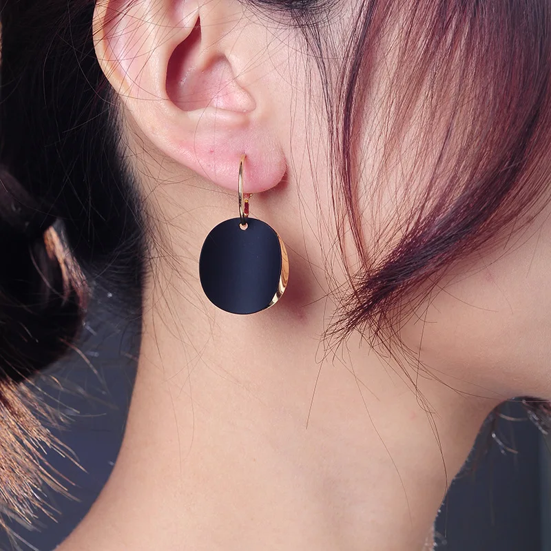 Модные серьги-капли для женщин элегантные сплав золотого цвета черный серый