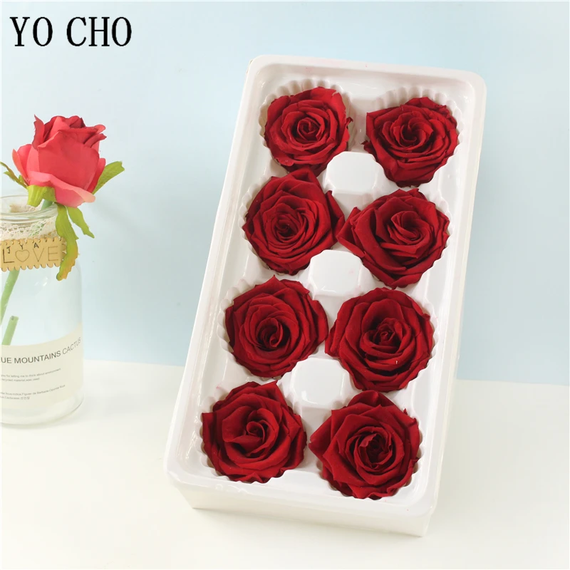 

YO CHO Artificial Flowers Rose Artificielle 4-5CM Preserved Eternal Roses Box Newyear Valentine's Gifts Forever Everlasting Rose