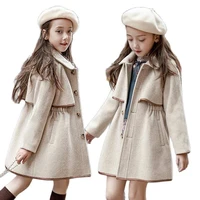 2021 winter teenage girls long jackets toddler kids outerwear clothes casual children warm woolen trench coat teen outfits 13 14