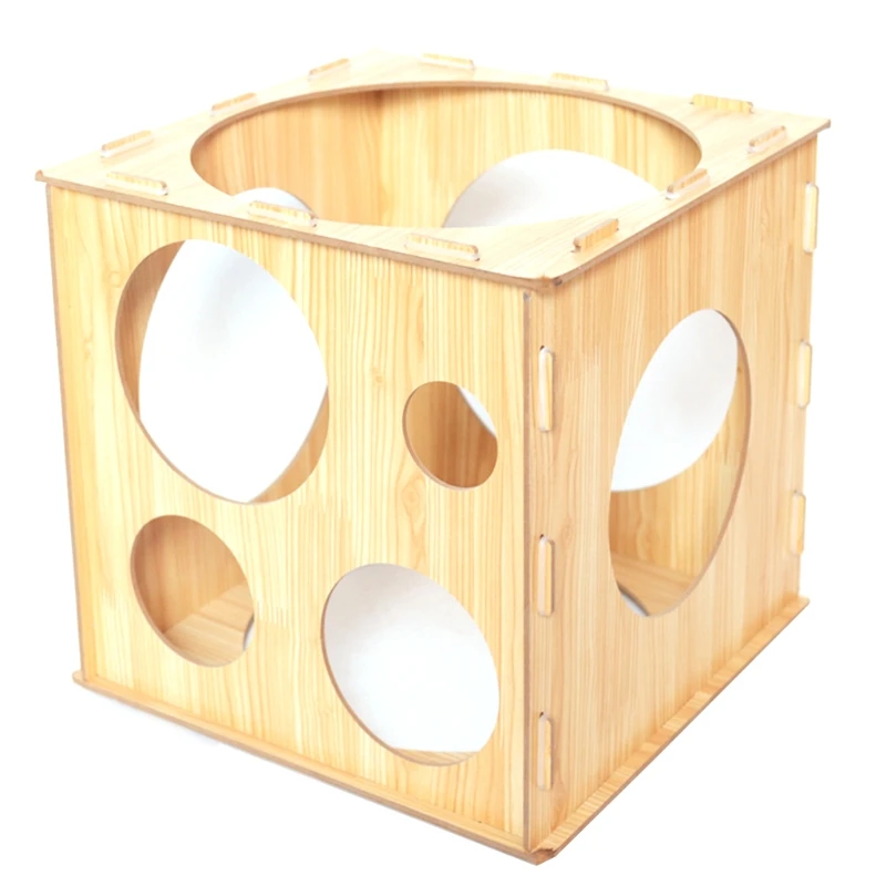 9 Holes Balloon Sizer Box Wood Square Balloon Measurement Tool for Arch Kit for Birthday Party Wedding Party Decorations