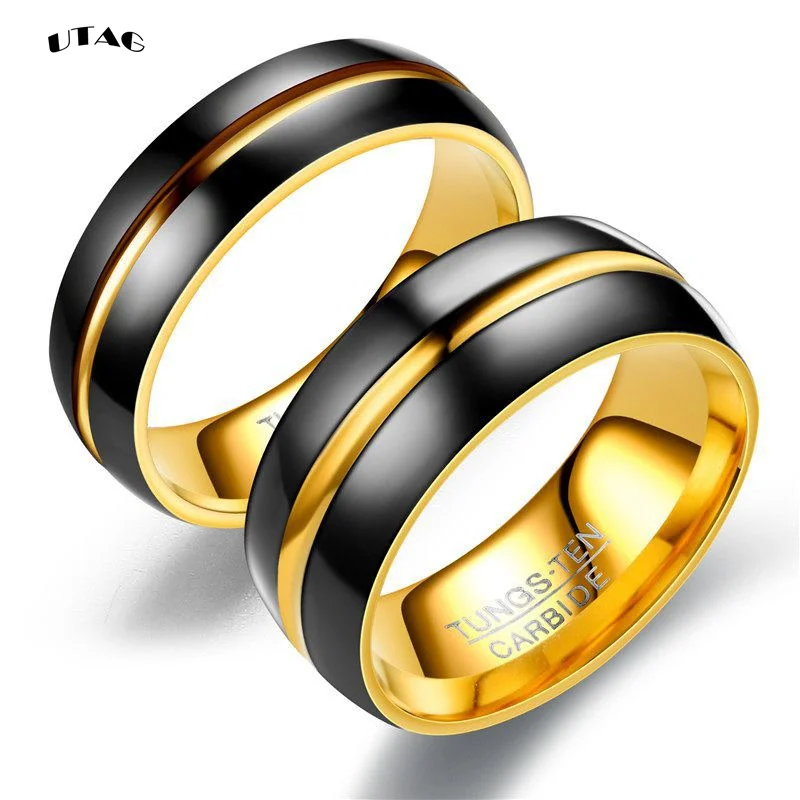 

UTAG 6/8 мм полированное золотистое титановое кольцо, женское гладкое обручальное кольцо, минималистичные простые штабелые кольца, женские мо...