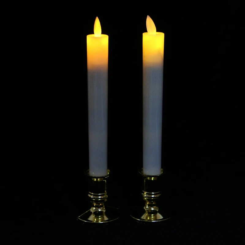 2Pcs Electric Flickering Flameless Led Candle Lights With 2 Removable Gold Bases | Дом и сад
