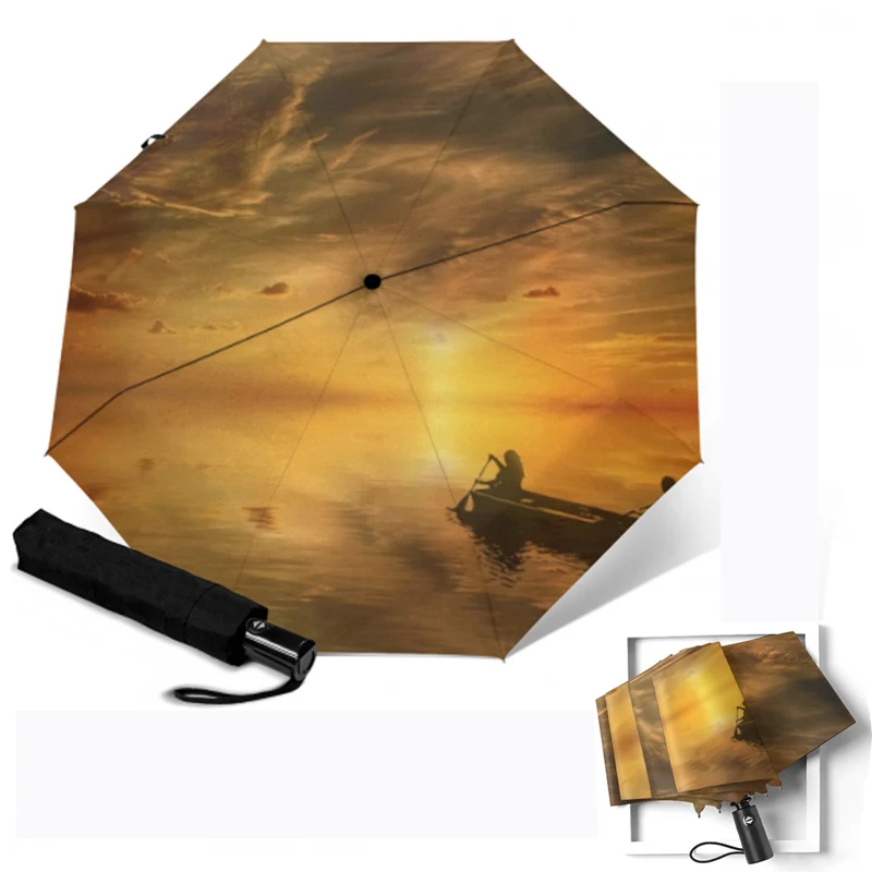 Двойной автоматический складной зонт креативный портативный для женщин и детей