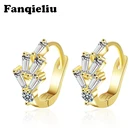 Fanqieliu 100% реальные золотые кольца женские милые 925 стерлингового серебра серьги-кольца для женщин Изысканные ювелирные изделия хрустальные серьги FQL20120