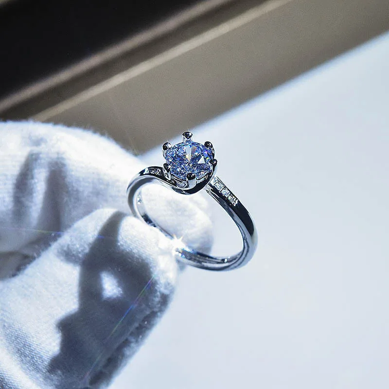 

Fashion Luxury Crystal Engagement Ring for Women White Cubic Zirconia Silver color Rings 2021 Wedding Trend Female Jewelry