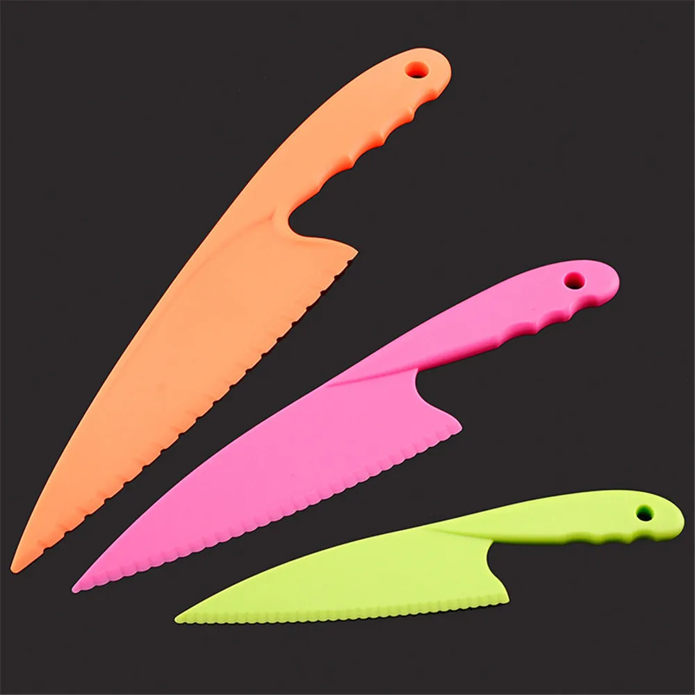 

Silicone Spoon Plastic Kitchen Knife Safe Cooking Chef Nylon Knives For Fruit Bread Cake Salad Paring Knives Sawtooth Cutter