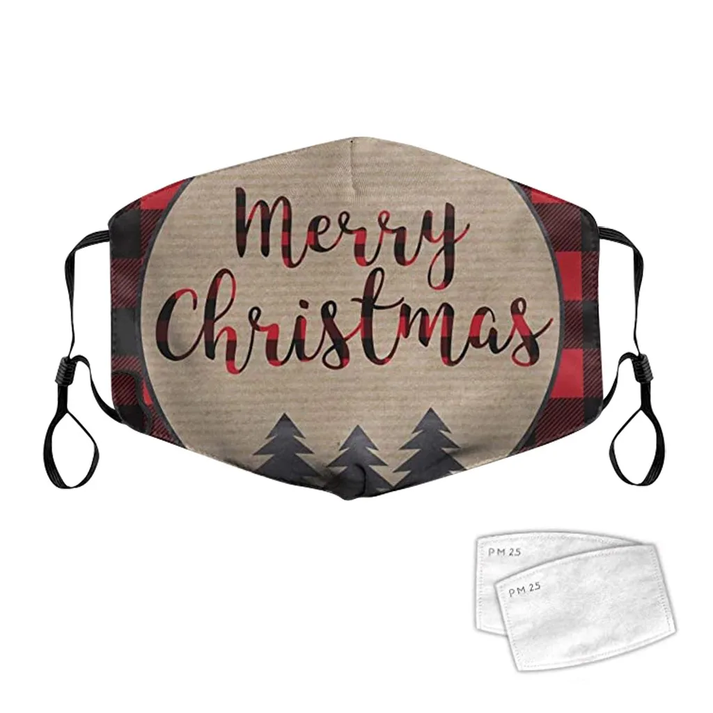 

2021 Christmas Adult Washable Print Mask Filter Xmas Outdoor Festival Decor Dustproof Cover Mouth Face Masks Fashion masque #922
