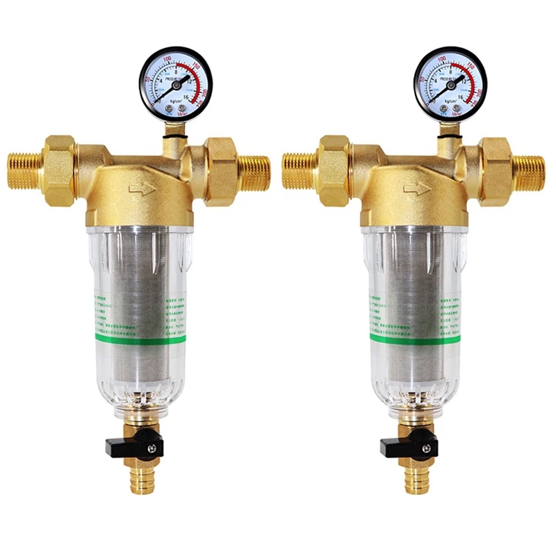 

20X Water Pre Filter System 2/5 Inch&1 Inch Brass Mesh Prefilter Purifier With Reducer Adapter&Gauge
