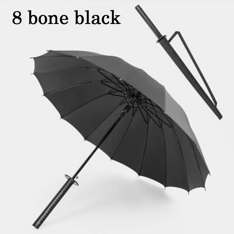 8 Bone black Японский самурайский меч длинная ручка зонтик солнцезащитный водонепроницаемый Зонт Полуавтоматический зонт 8-24K Сильный ветрозащитный umbзон - Цвет: 8 Bone black
