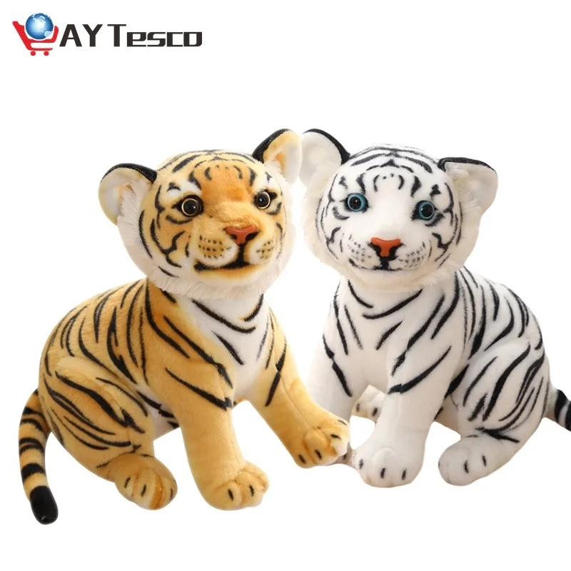 

Cute lifelike tiger fluffy stuffed animals white tiger plush toy 23-33cm small size real-life wild animals kids toy gift for boy