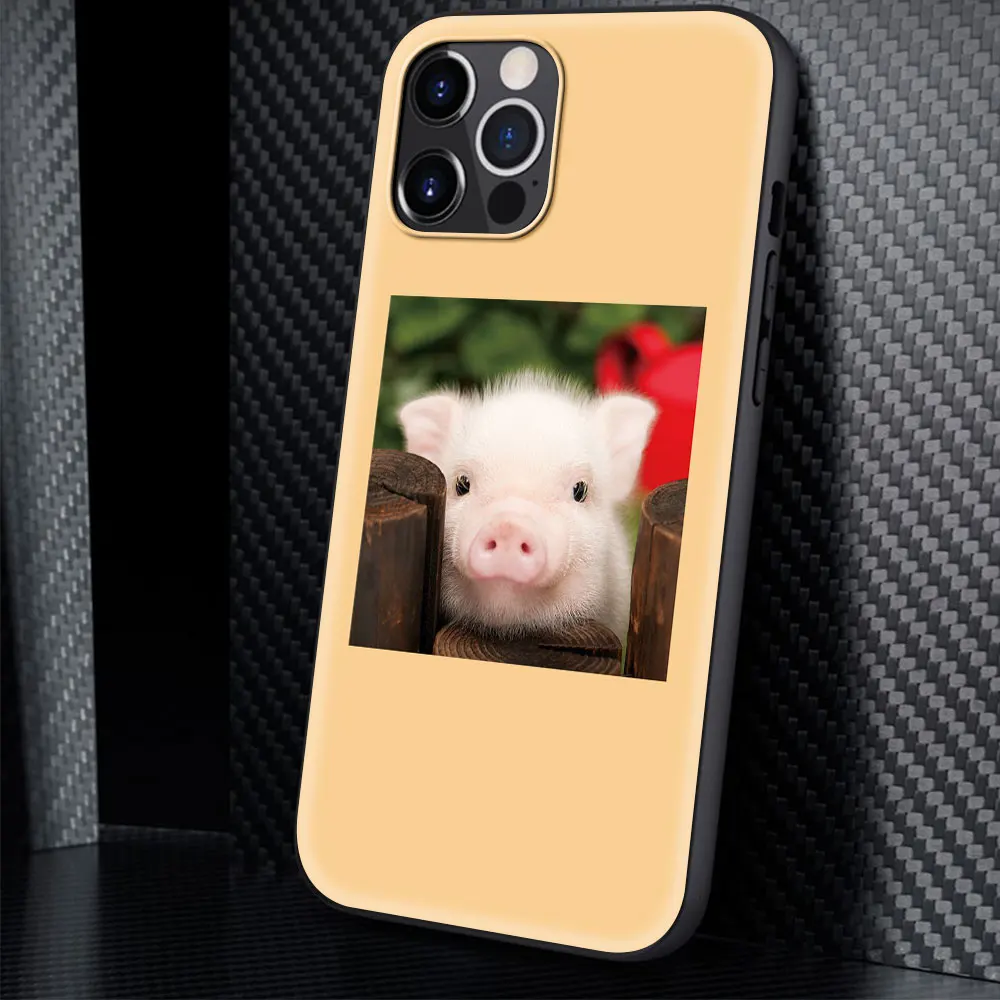 

Cute Little Pink Pet Pig Silicone Case Coque For iPhone 12 11 Pro Max X XS Max XR 7 8 6 6S Plus Phone Shell Cover Fundas Housing